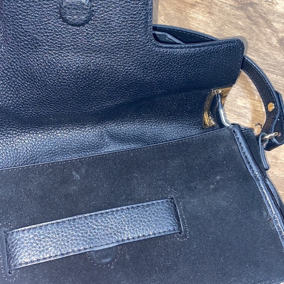 Sam Edelman Terri flap black leather snakeskin detail hand bag/purse - Picture 9 of 16